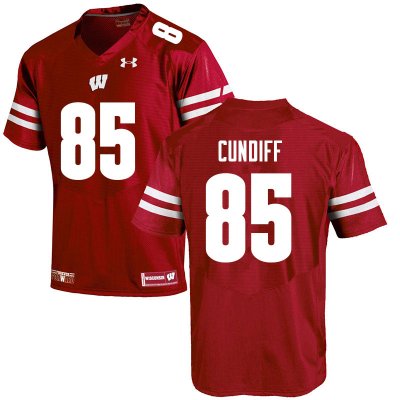 Men's Wisconsin Badgers NCAA #85 Clay Cundiff Red Authentic Under Armour Stitched College Football Jersey NI31V87IS